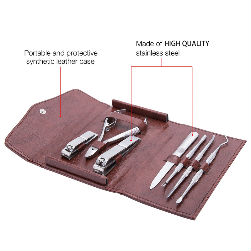 Corewill Nail Clipper Set with Ingrown Toenail Tool, 7 in 1 Manicure set for Thick Toenails with File and Lifter in Portable Case Stainless Steel - BeesActive Australia