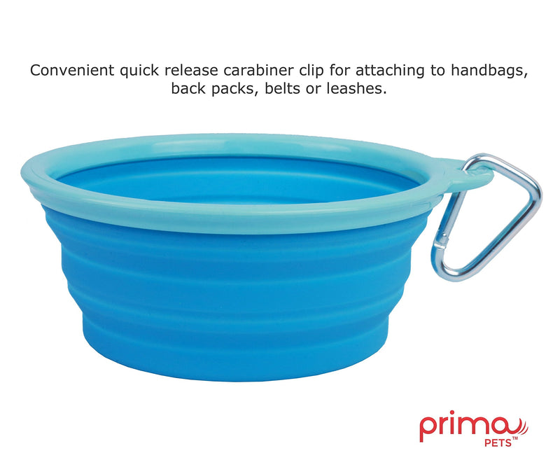 Prima Pet Expandable / Collapsible Silicone Food & Water Travel Bowl with Clip for Medium & Large Dog, Portable and Durable Pop-up Feeder for Convenient On-the-go Feeding, Size: 5 Cups (7 Inch Diameter Bowl) (LARGE (5 CUPS), AQUA) LARGE (5 CUPS) - BeesActive Australia