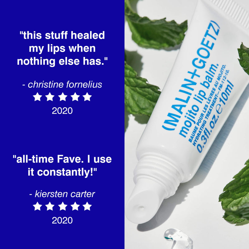 Malin + Goetz Mojito Lip Moisturizer for men and women, long lasting hydrating, soothing dry lip repair treatment, lightly fragranced, color free. vegan and cruelty free 0.3 fl oz - BeesActive Australia