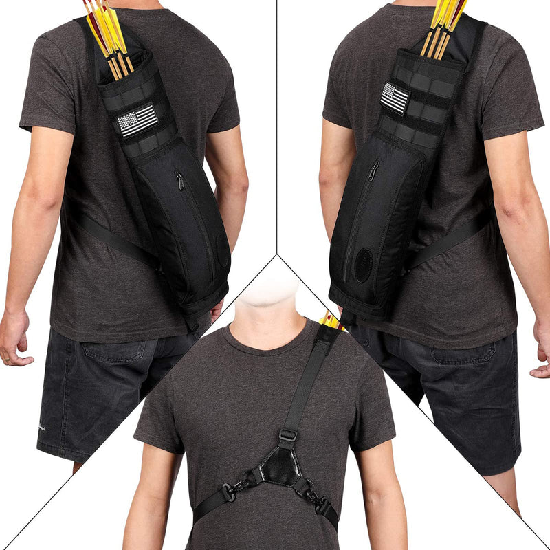 G4Free Archery Back Arrow Quiver with Molle System Canvas Shoulder Hanged Hunting Target Holder with Pocket for Shooting Target Practice - BeesActive Australia