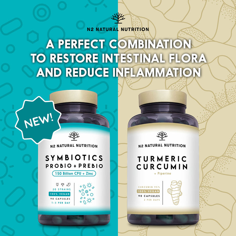 Probiotics 150 Billion CFU - 20 Strains with Prebiotics & Zinc. Highest Concentration. Probiotics for Gut Health and IBS Relief. 76 Days Intensive Treatment. EU. N2 Natural Nutrition 150 Billion CFU (90 capsules) - BeesActive Australia
