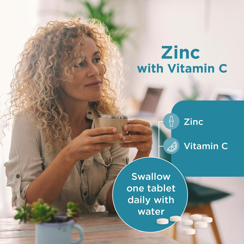 Healthspan Zinc with Vitamin C (360 Tablets) | Immune Health | Bones, Eyes, Skin, Hair & Nails | 15mg Zinc & 80mg Vitamin C per Tablet | Easily Absorbable | One-A-Day | Easy to Swallow | Vegan - BeesActive Australia
