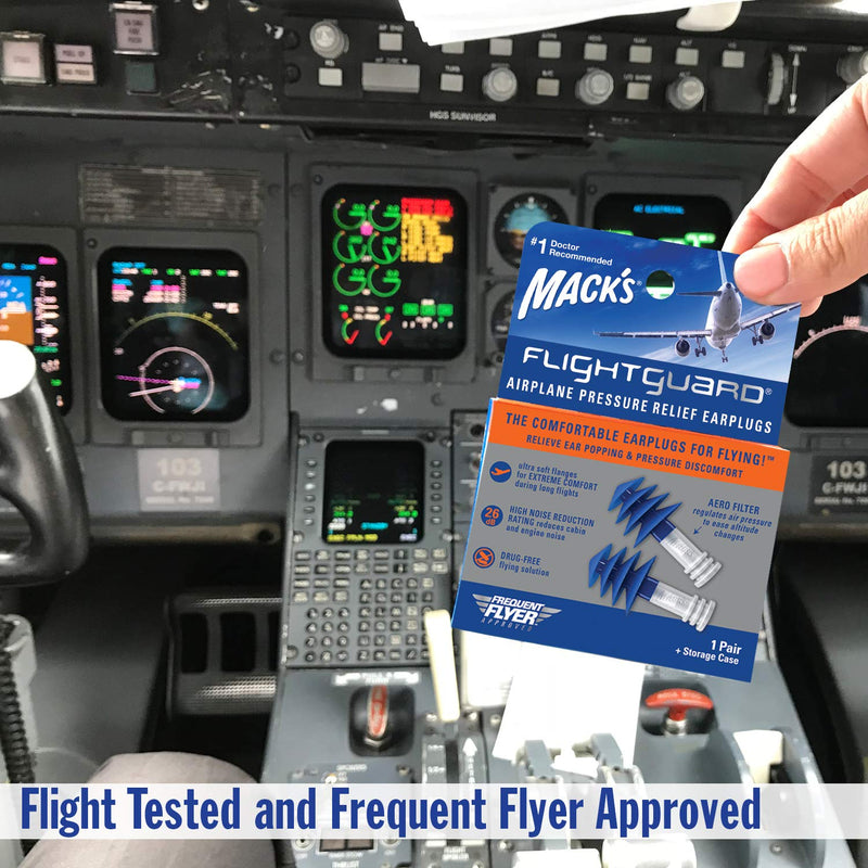 Mack's Flightguard Airplane Pressure Relief Earplugs - 26dB NRR - Comfortable, Safe, Travel Ear Plugs - BeesActive Australia