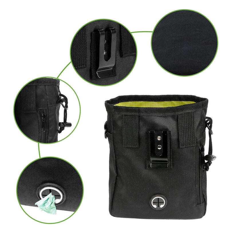 Left&Right - Dog Clicker Training Kit,Dog Training Treat Pouch and Dog Clickers,Dog Treat Bag with Clicker Training for Dogs,Pet Treat Bag with Waist Belt Shoulder Strap Poop Bag Dispenser 7.0x5.5x2.4 in Black Clicker Set - BeesActive Australia