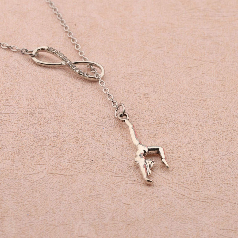 FUSTMW Gymnast Gift Gymnastics Y Necklace Infinity Love Charm Gymnast Jewelry Gymnastics Class Gift for Women Girls silver - BeesActive Australia
