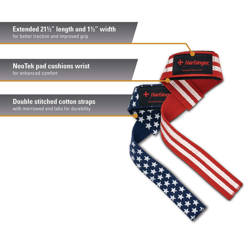 Harbinger Padded Cotton Lifting Straps with NeoTek Cushioned Wrist (Pair) Flag - BeesActive Australia