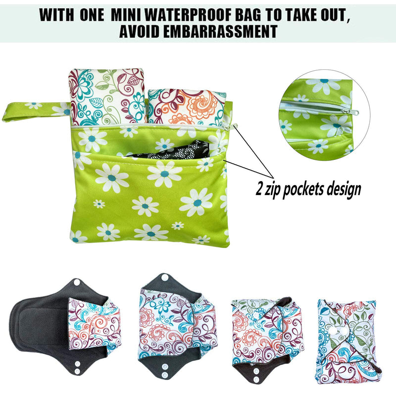 ZCOINS 11 Pieces Mix Size Reusable Sanitary Towels for Light Medium Heavy Flow and Night Cloth Sanitary Pad - BeesActive Australia