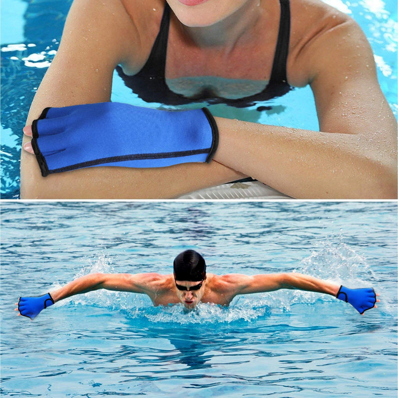 TAGVO Aquatic Gloves for Helping Upper Body Resistance, Webbed Swim Gloves Well Stitching, No Fading, Sizes for Men Women Adult Children Aquatic Fitness Water Resistance Training Large blue - BeesActive Australia