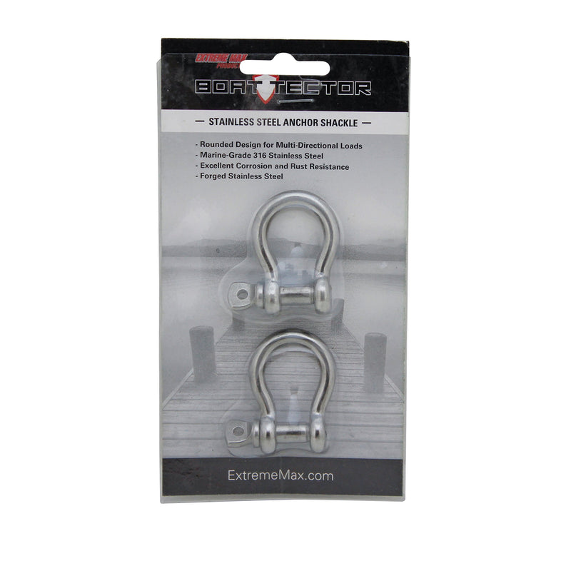 [AUSTRALIA] - Extreme Max 3006.6611 BoatTector Stainless Steel Marine Anchor Shackle, 1/4" Anchor Shackle 1/4" Stainless 2-Pack 