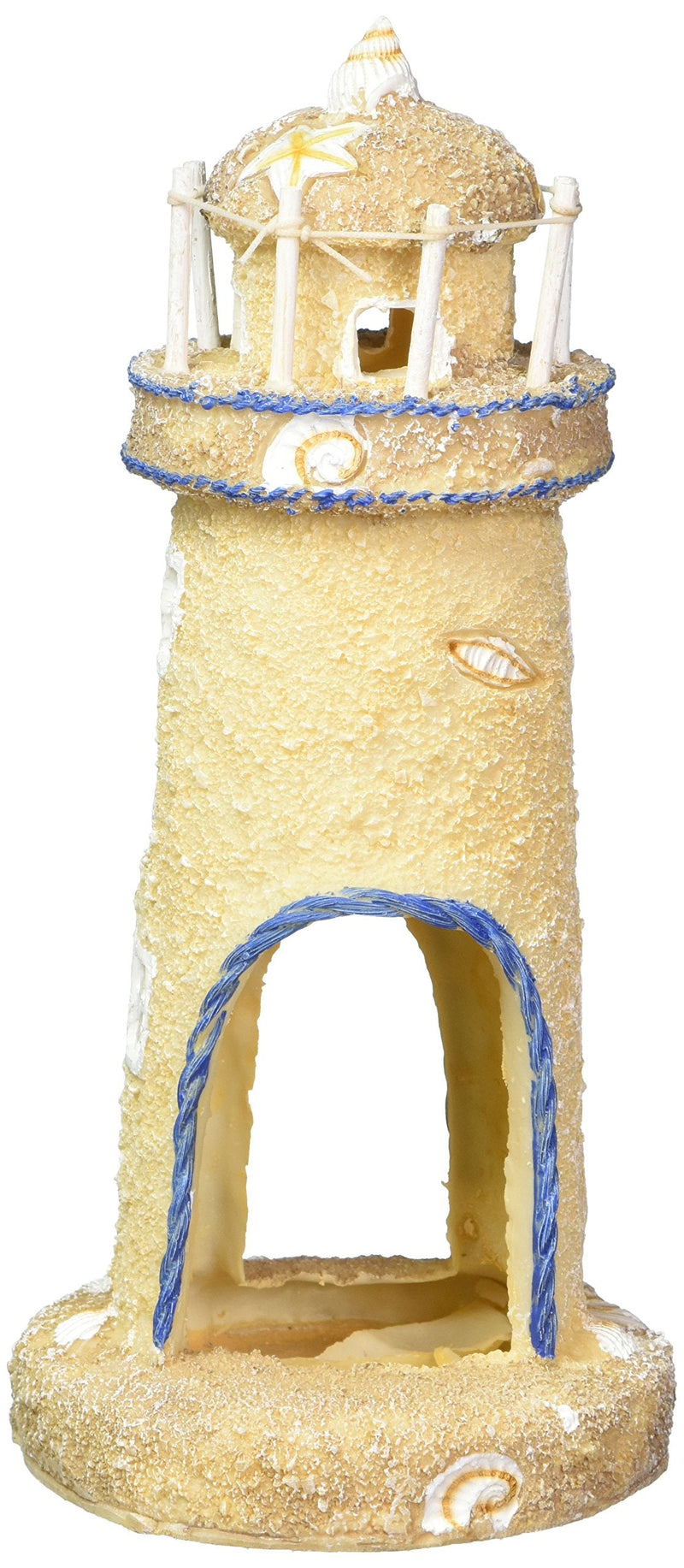 Penn-Plax Deco-Replicas Sand & Seashell Lighthouse Aquarium Ornament – 3 Safe for Freshwater and Saltwater Tanks Medium - BeesActive Australia