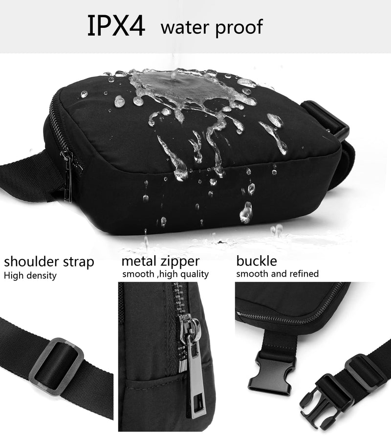 Fanny Belt Bag Waist Pack Crossbody Bags Bum Bag for Running Hiking Travel Workout Adjustable Strap for Women -black black - BeesActive Australia