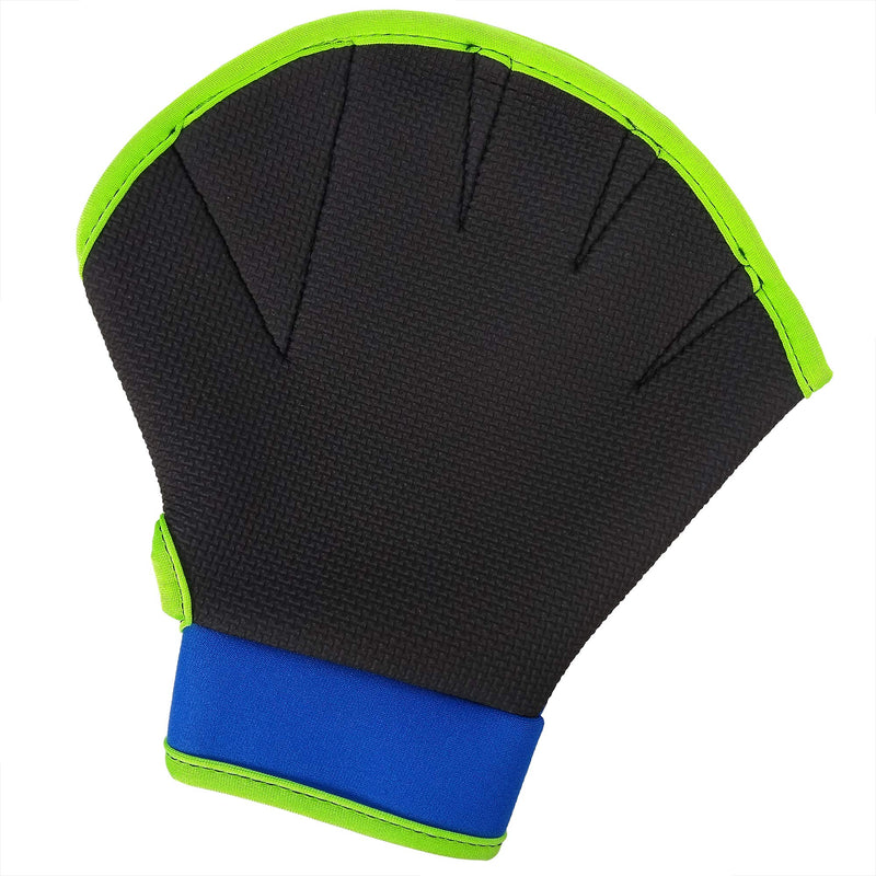 Flow Swimming Resistance Gloves - Webbed Gloves for Water Aerobics, Aquatic Fitness, and Swim Training Blue/Green Medium - BeesActive Australia