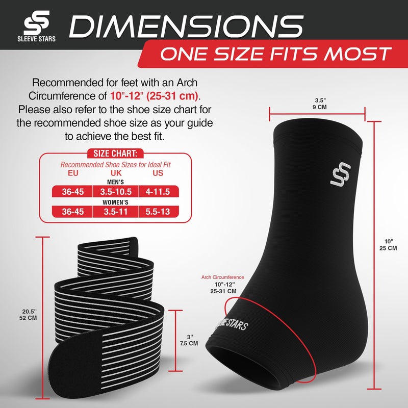 Sleeve Stars Ankle Brace for Women & Men, Plantar Fasciitis Relief & Ankle Compression Sleeve, Foot Brace w/Ankle Support Strap, Heel Protector Wrap for Pain, Tendonitis & Sprain (Single/Black) One Size Black 1 - BeesActive Australia