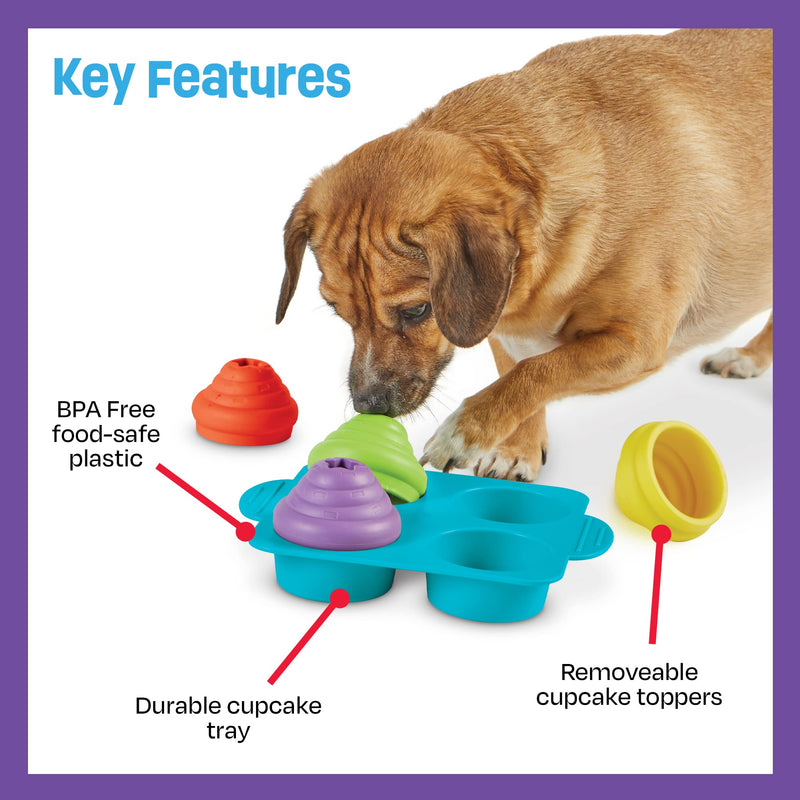 Brightkins Cupcake Party Treat Puzzle - 4 Colorful Cupcakes Puzzles for Dogs, Toys for Dog Stimulation, Dog Treat Puzzles - BeesActive Australia