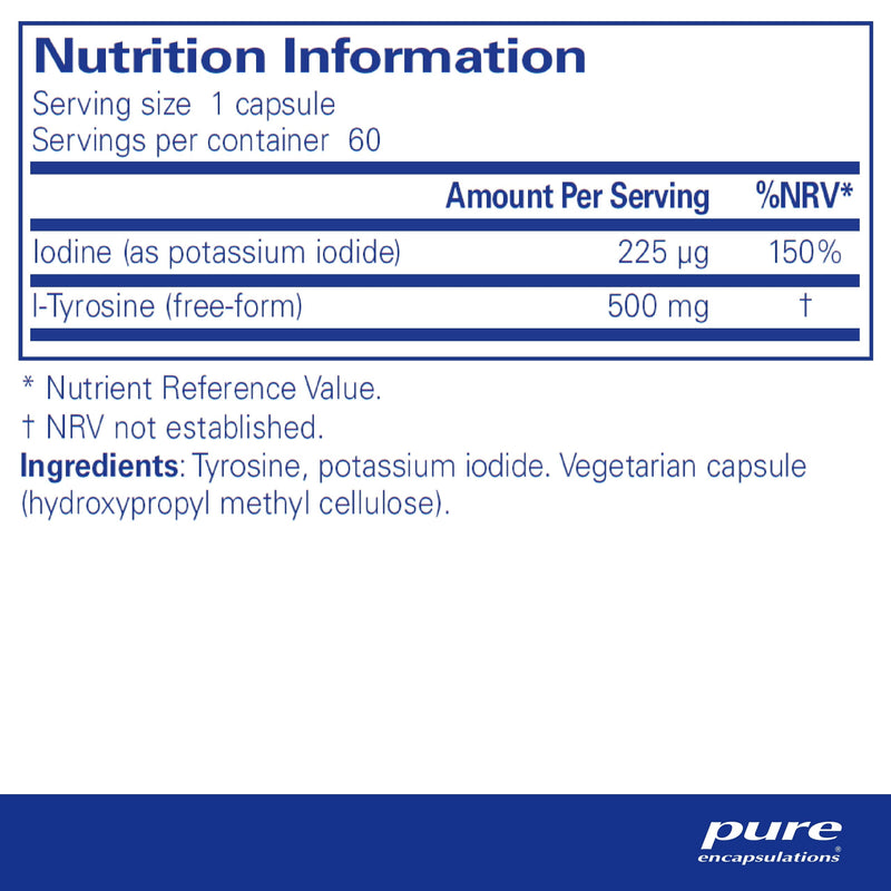 Pure Encapsulations - Iodine & Tyrosine - Thyroid Function and Nervous System - 60 Capsules - BeesActive Australia