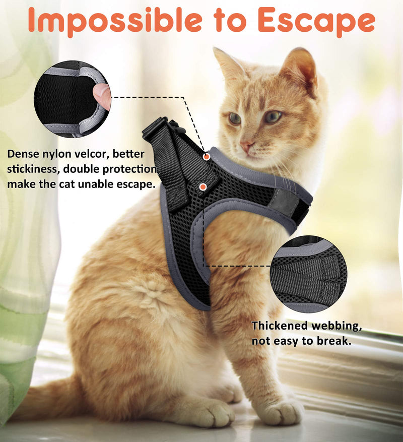 Cat Harness and Leash for Walking Escape Proof, Adjustable Cat Leash and Harness Set, Lifetime Replacement, Lightweight Kitten Harness, Easy Control Breathable Cat Vest with Reflective Strip - BeesActive Australia