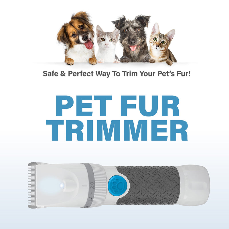 PawPerfect Pet Fur and Hair Trimmer by Bell+Howell Dog Hair Clippers with Stainless Steel and Ceramic Blades Low Noise Rechargeable and Cordless Shaver for Dogs Cats and Other Furry Pets As Seen On TV - BeesActive Australia