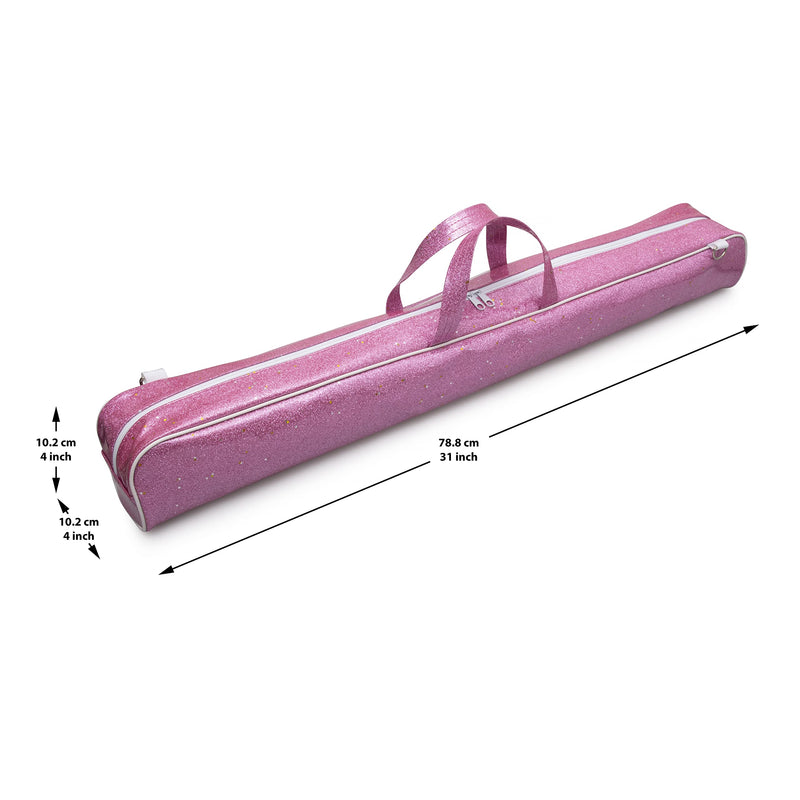 Cintrio Twirling Baton Bag with Shoulder Strap - Sparkle Glitter Light Pink Case for Majorette Marching Dance Batons - Complete with Rainbow Dance Ribbon Streamer - BeesActive Australia