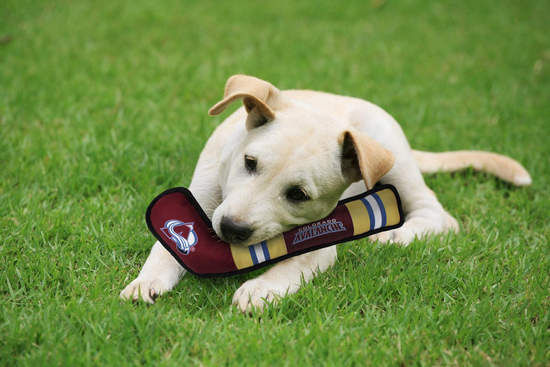 BEST DOG PET TOY & SUPER REWARD for the FURRY FOUR-LEGGED NHL HOCKEY FAN! Select from A NHL Hockey Stick Pet TOY, NHL Rubber Puck Toy Hockey Stick Toy Colorado Avalanche - BeesActive Australia
