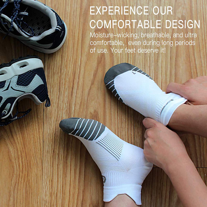 PAPLUS Ankle Compression Sock for Men and Women 2/4/6 Pairs, Low Cut Compression Running Sock with Ankle Support New White(6 Pairs) Small-Medium - BeesActive Australia