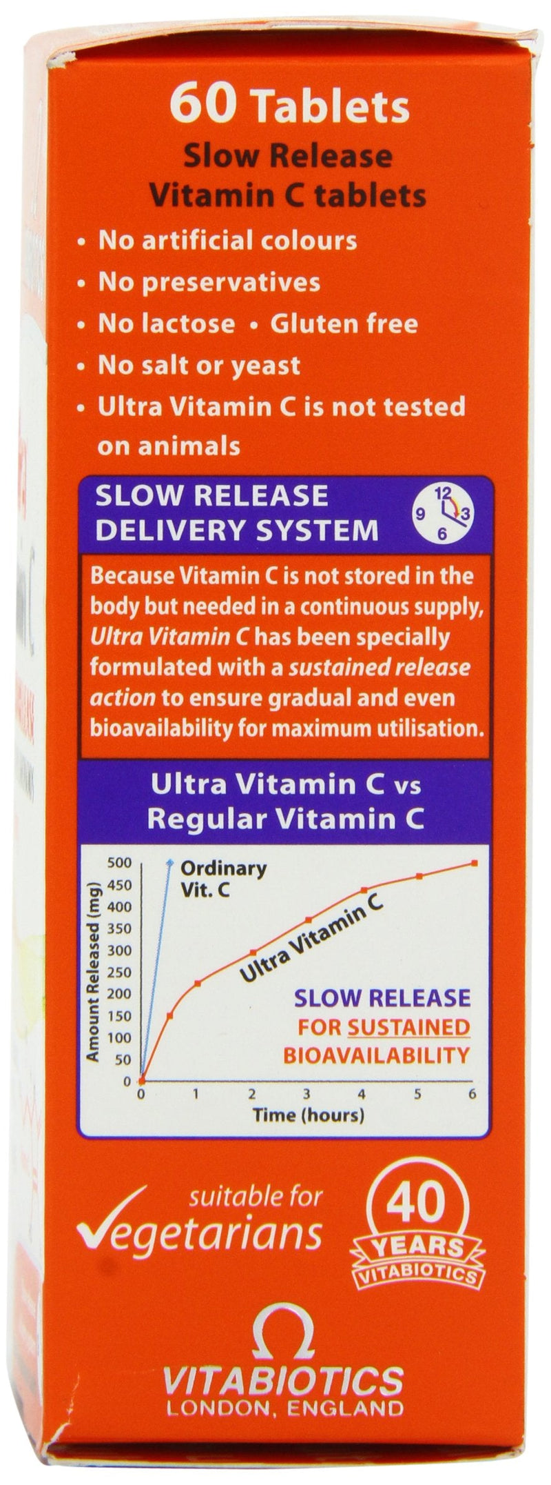 Vitabiotics Ultra Vitamin C Tablets (Ascorbic Acid) Sustained Release with Bioflavonoids - 60 Tablets - BeesActive Australia