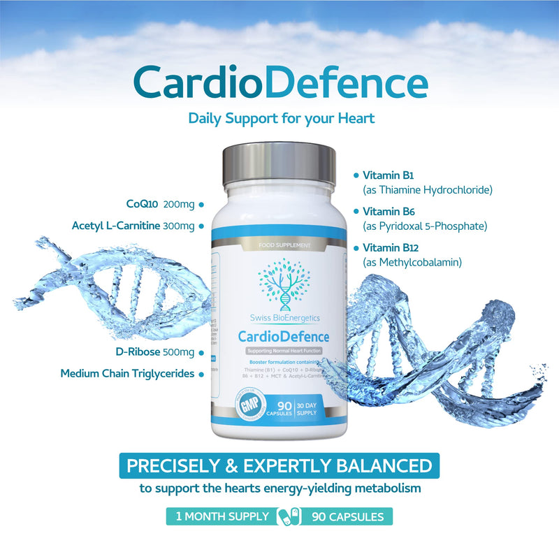 CardioDefence � 90 Capsules � a Precise Balance of CoQ10, D-Ribose, Acetyl L-Carnitine, B Vitamins and MCT to contribute to The Normal Function of The Heart and Reduce Tiredness and Fatigue - BeesActive Australia