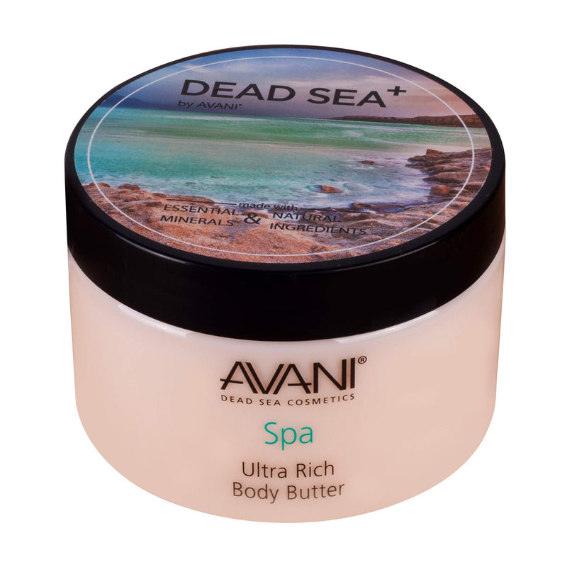 Avani Ultra Rich Body Butter - Dead Sea Salt, Aloe Vera, Vitamin E, Shea, Jojoba, Sunflower, Olive Essential Oil - Natural Exfoliating & Moisturizing Butter for All Skin Types - Milk/Honey Fragrance Milk & Honey - BeesActive Australia