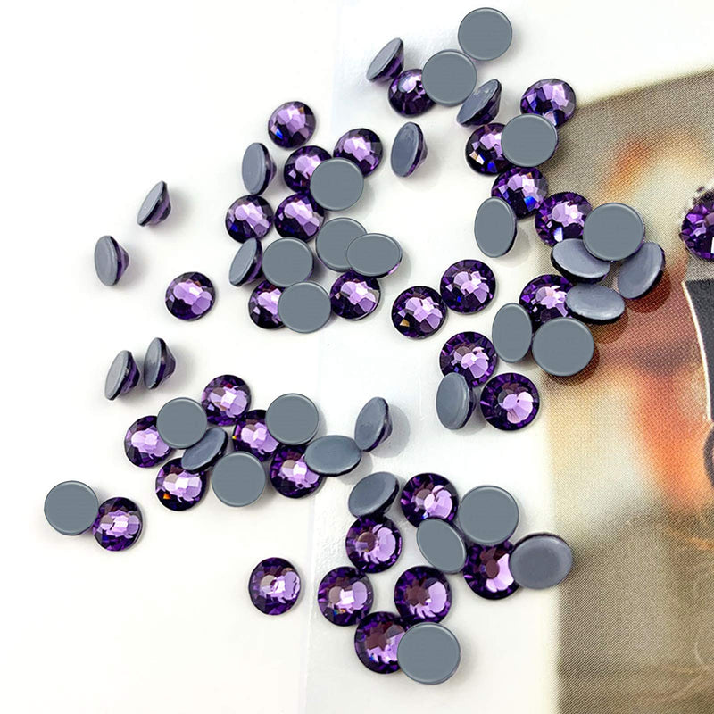 Dowarm Hotfix Crystal Rhinestones, Hot Fix Crystals for Crafts Clothes, Flatback Glass Crystal for Decoration, Round Gems (Tanzanite/Purple, SS10) Tanzanite - BeesActive Australia