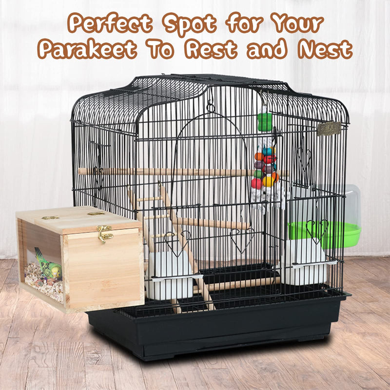 GINDOOR Parakeet Nesting Box Transparent Bird House for Cage Natural Wood Breeding Box for Parrot Parakeet Cockatiel Lovebirds Budgie Conure and Other Small Birds - BeesActive Australia
