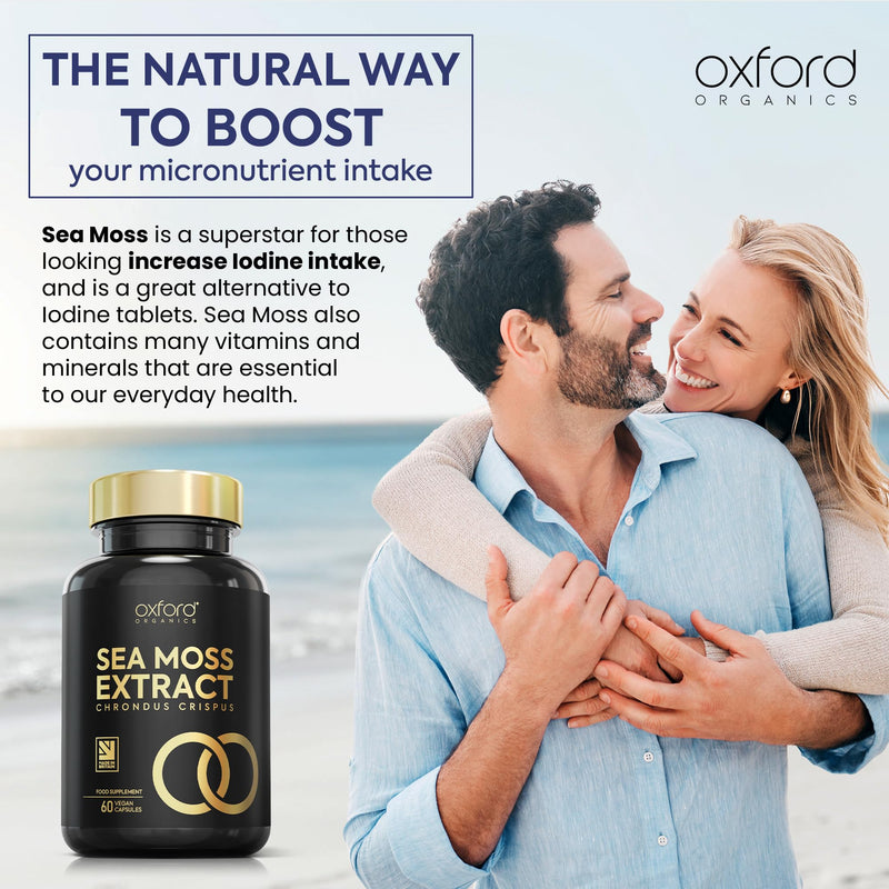 Advanced Sea Moss Capsules 2500mg | High Strength 4:1 Sea Moss Extract | 60 Vegan Capsules | Natural Iodine Supplement, Harvested & Made from Wild Seamoss (not Sea Moss Tablets) | Made in The UK - BeesActive Australia