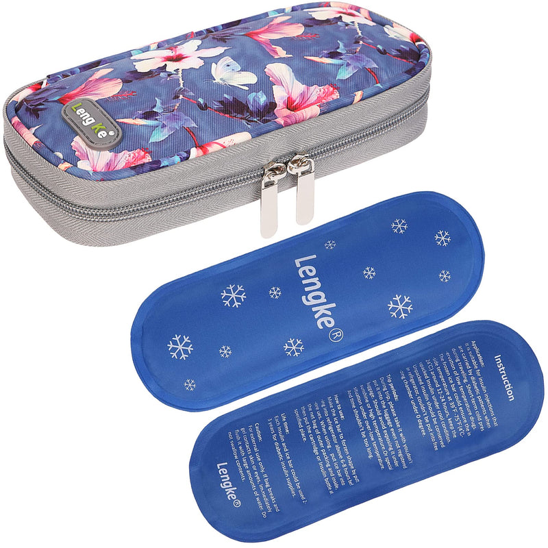 AYVANBER Insulin Cooler Travel Case Small Diabetic Medication Cooler Portable Cooling Bag with 2 Reusable Gel Ice Packs for Insulin Pens While Traveling and Other Diabetic Supplies (Begonia Flower) Begonia Flower - BeesActive Australia
