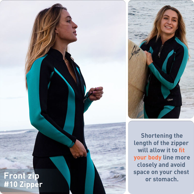 Hevto Wetsuits Tops Men and Women 3mm Neoprene Surfing Kayak SUP Jacket Keep Warm for Water Sports Women Blue X-Small - BeesActive Australia