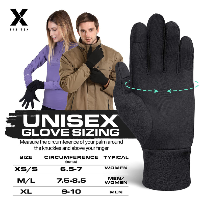 Running Glove Liners - Thermal Winter Gloves for Men & Women - Thin & Lightweight Cold Weather Gloves for Cycling & Driving Medium-Large - BeesActive Australia