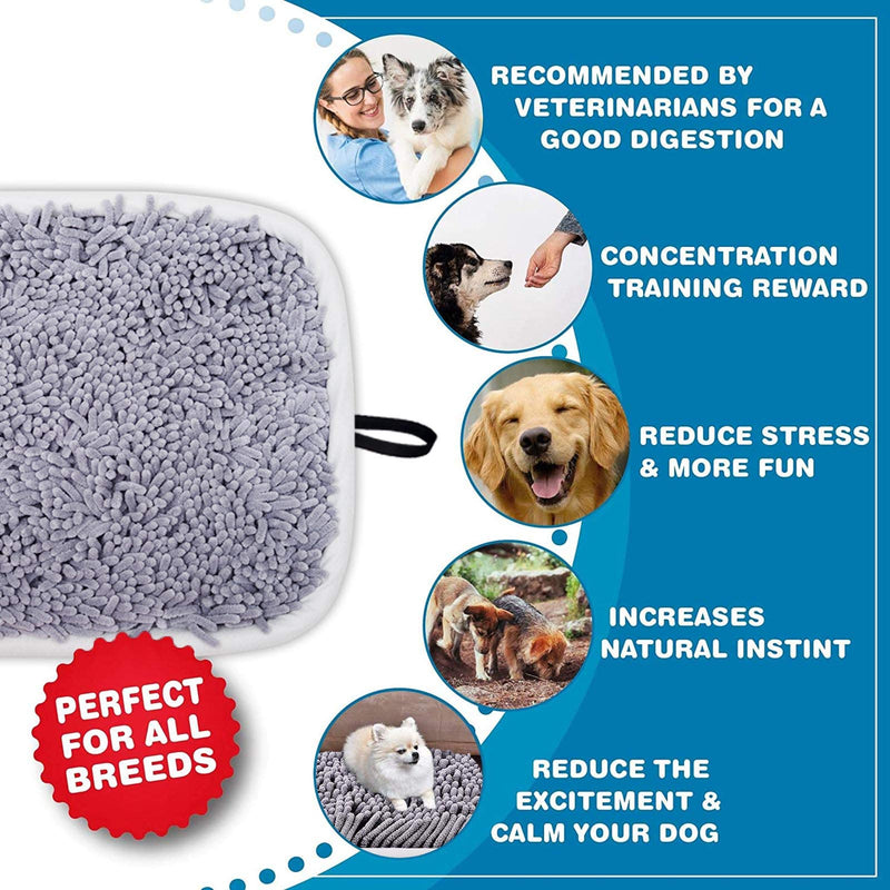 LAMTWEK Snuffle Mat for Dogs, 17" x 21" Dog Snuffle Mat Interactive Feed Game for Boredom, Encourages Natural Foraging Skills and Stress Relief, Easy to Fill Machine Washable Grey - BeesActive Australia