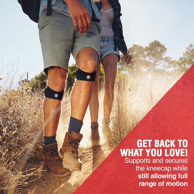 Sleeve Stars Patellar Tendon Support Strap Osgood Schlatter Knee Brace for Kids, Youth, Women & Men w/ 3 Lengths, Swedish Brand Patella Knee Strap Support Band for Arthritis, Tendonitis & Pain (Black) One Size Black 1 - BeesActive Australia