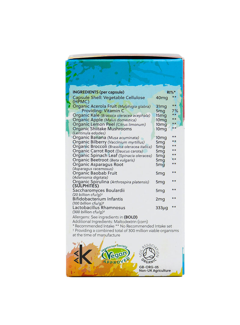 Kids Rainbow Food | Organic Whole Food Multivitamin Supplement | Ideal for Children | 120 Vegan Capsules - BeesActive Australia