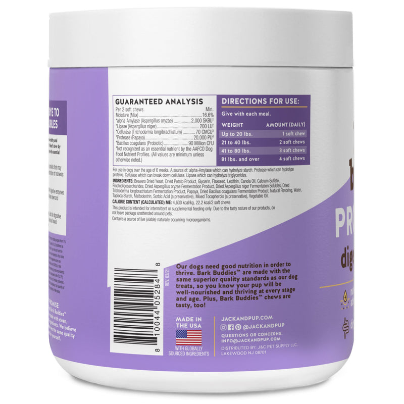 Jack&Pup Probiotic Chews for Dogs - Dog Probiotic Chews Small and Medium - Pro-Digest Bark Buddies (Up to 40 lbs) Puppy Probiotic Dog Chews, Pet Probiotics for Dogs - Probiotics for Puppies (60ct) - BeesActive Australia