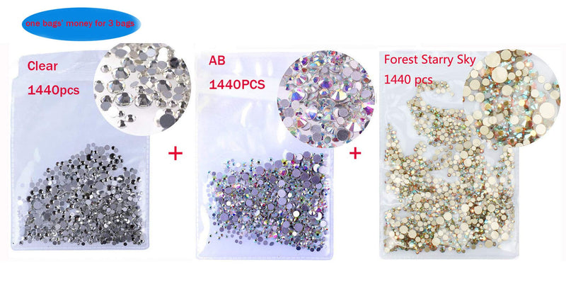 4320 PCS Clear Crystal Nail Art Rhinestones Round Beads Top Grade Flatback Glass Charms Gems Stones for Nails Decoration Crafts Eye - BeesActive Australia