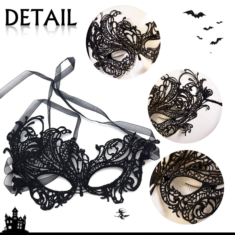 Kaliosy Halloween Masquerade Mask Lace Luxury Sexy Half Veil Eye Masks, Party Cosplay Venetian Mask Carnival Night Club Masks Ball Prom Wedding for Girls Women Decoration - BeesActive Australia