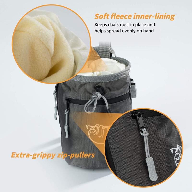 Chalk Bag for Rock Climbing, Climbing Chalk Bag for Bouldering with 2 Large Zipper Storage Pockets, Premium Gym Chalk Bag for Weightlifting, Great Gift and Rock Climbing Gear - BeesActive Australia