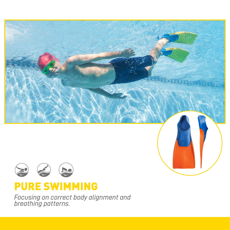 [AUSTRALIA] - FINIS Long Floating Fins XXS (Jr. 11-1) Blue/Orange 