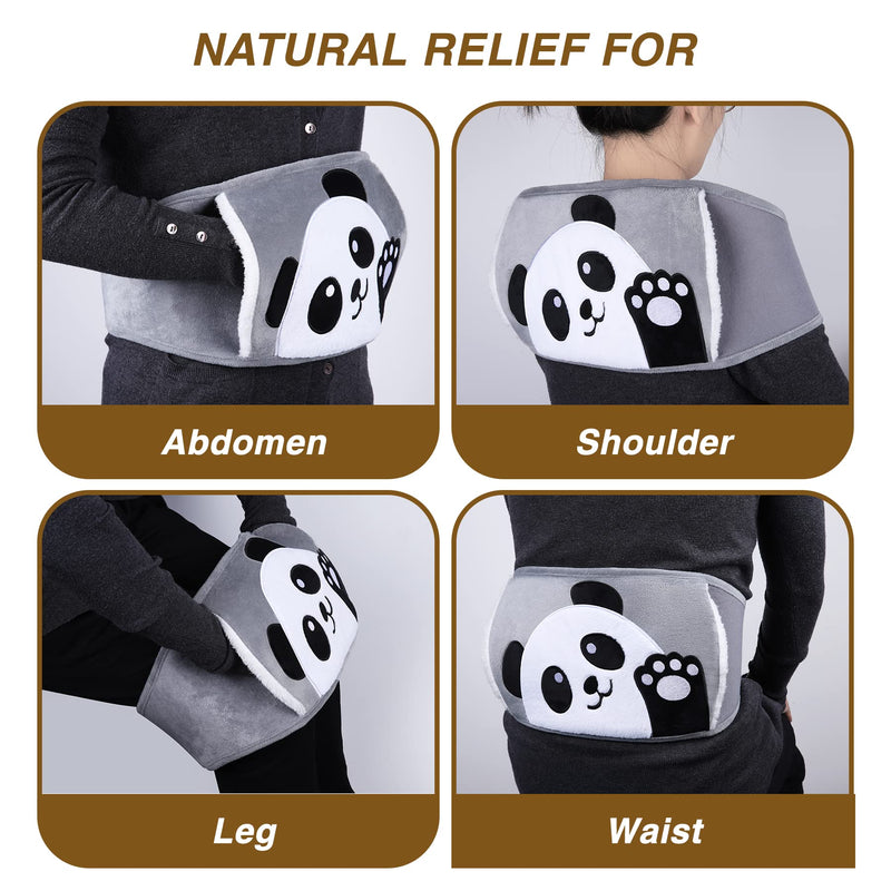 Hot Water Bottle, Warm Water Bag Rubber Hot Water Pouch with Extra Long Soft Plush Hand Waist Warmer Cover, Cute Panda Hot Water Bag for Pain Relief from Arthritis, Headaches, Hot and Cold Therapy Grey Panda - BeesActive Australia
