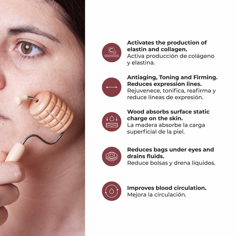 BICTIVE Face Massage Tool Set, 6 Wood Therapy Massage Tools, Face Massager Roller, Facial Set, Face Sculpting Tools, Facial Roller, Facial Massager, Face Lift, Face Rollers for Women, Face Slimmer - BeesActive Australia