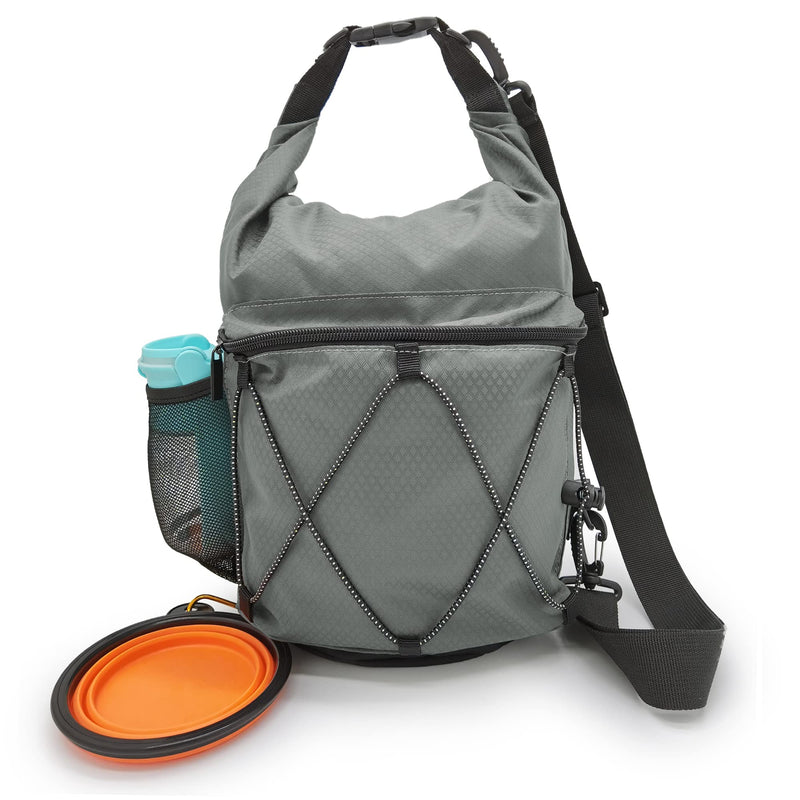 Beuniclo Waterproof Roll Top Pet Dog Food Travel Organizer Storage Bag Trash Bag Dispenser for Trips and Outdoor Camping Free 350ml Portable Folding Bowl, 30 Cups / 10 lbs Large Capacity grey - BeesActive Australia