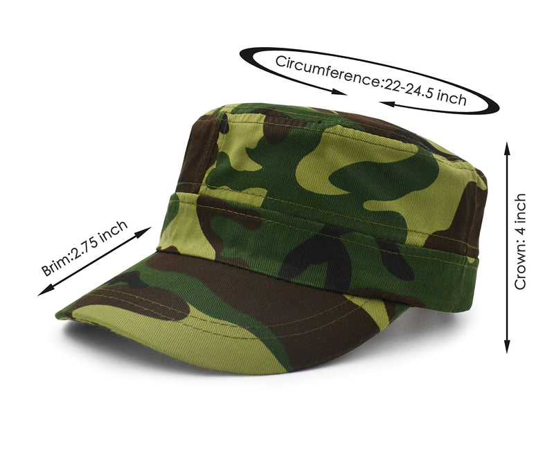 UltraKey Flat Top Baseball Cap, Men Women Cotton Baseball Twill Army Millitary Hat Cap Green - BeesActive Australia