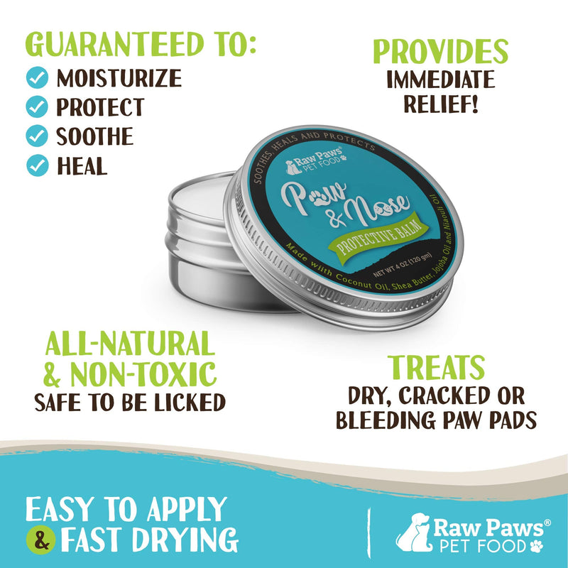 Raw Paws Pet Dog Paw Balm for Dogs & Cats, 4-oz - Natural Paw Balm Dogs - Cat Paw Balm - Paw Soother for Dogs - Paw Butter Balm for Dogs - Paw Cream for Dogs - Paw Pad Moisturizer - Paw Wax for Dogs - BeesActive Australia