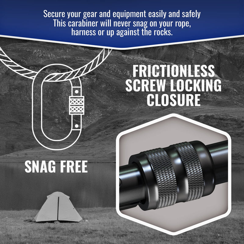 XTEK Climbing Carabiner Clip – UIAA Certified 25 kN 5620 LB, Large Heavy Duty Carabiners for Climbing: Oval-Shape, Screw Locking Steel Caribeener Clips, Hammocks, Hiking, Camping – Durable & Tested 1pc - BeesActive Australia