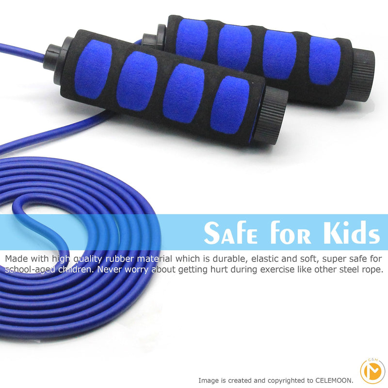CeleMoon 2-Pack Lightweight 9 Feet Adjustable Cable Kids Jump Rope with Anti-Slip Foam Grip Handles and Storage Bag BLUE & YELLOW - BeesActive Australia