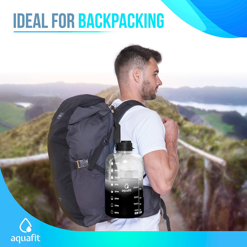 AQUAFIT 1 Gallon Water Bottle with Straw Motivational Water Bottle Big Water Bottle with Straw 1 Gallon Water Bottle Water Jug 1 Gallon Water Jug Daily Water Bottle with Time Marker Bottle Black Fade - BeesActive Australia