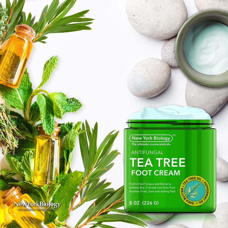 Tea Tree Oil Foot Cream for Dry Cracked Feet – Tea Tree Cream for Athletes Foot Fungus, Dry Cracked Skin, Nail Fungus, Ringworm, Jock Itch and Itchy Skin – Moisturizing Body Cream - 8 oz - BeesActive Australia